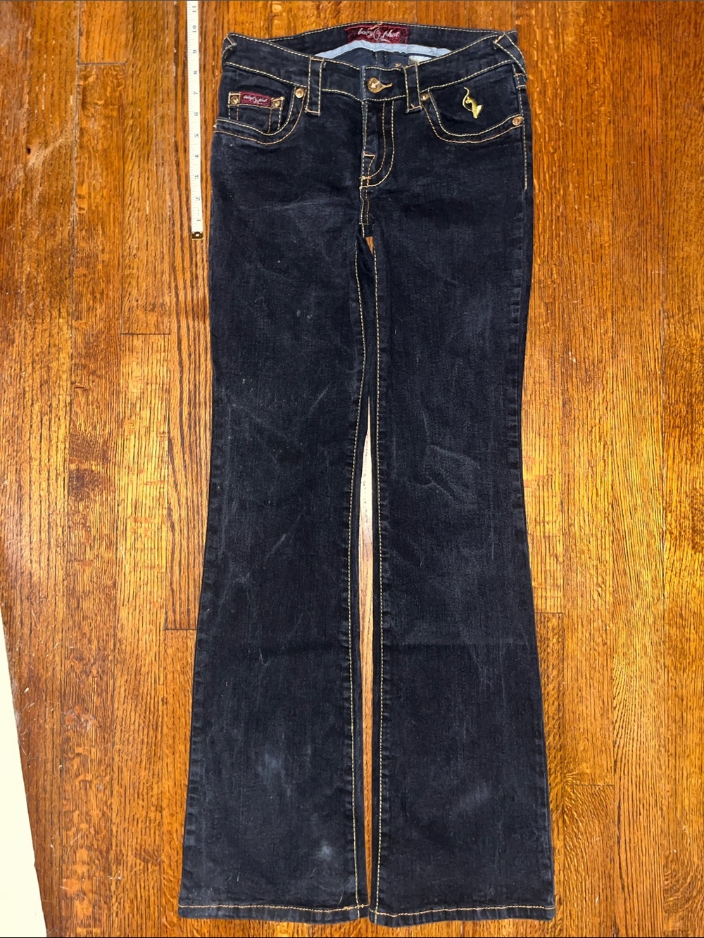 Vintage Baby Phat | Black Flare Jeans with Embroidered Back Detail - Picture 3 of 8